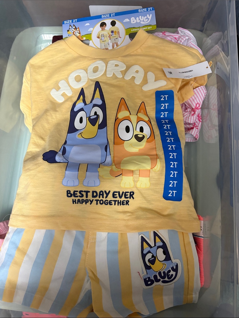 Bluey Yellow Striped Kids Pajama Set - 2T